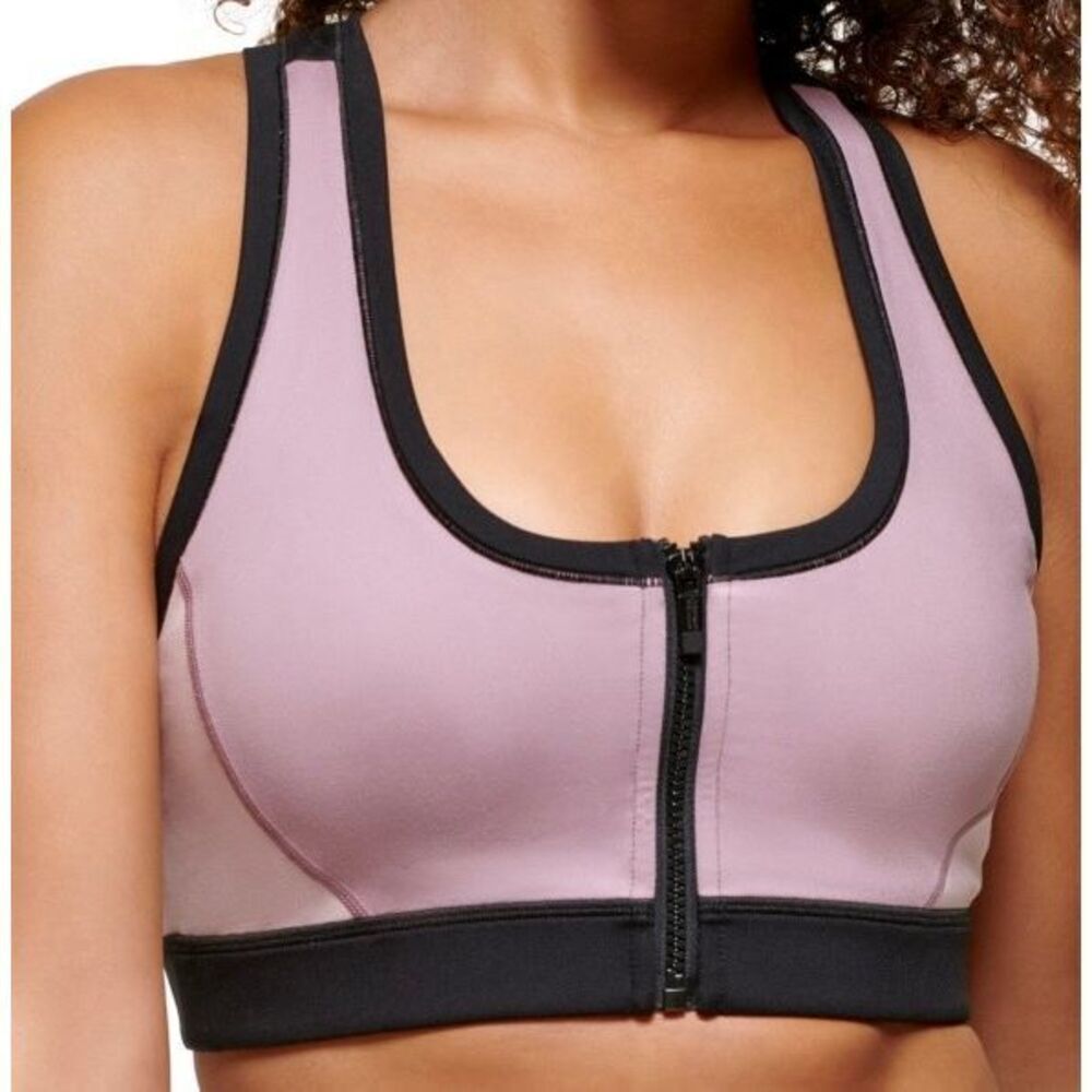 Calvin Klein Performance Women's Front-Zip Racerback Sports Bra - Black Size XS